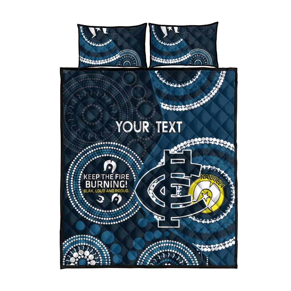 Custom AFL Carlton NAIDOC Week Quilt Bed Set Keep The Fire Burning Indigenous Art