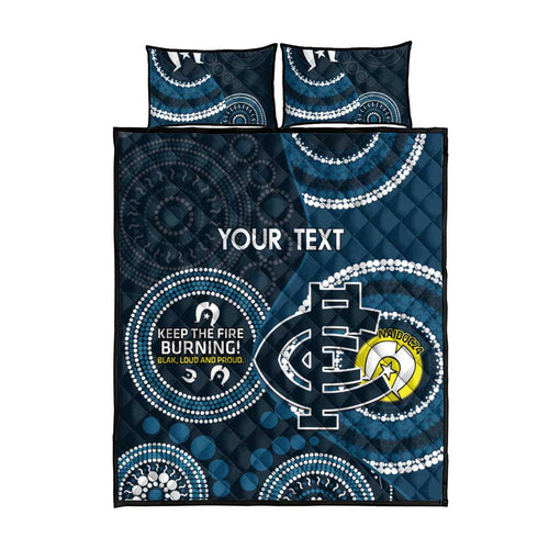 Custom AFL Carlton NAIDOC Week Quilt Bed Set Keep The Fire Burning Indigenous Art