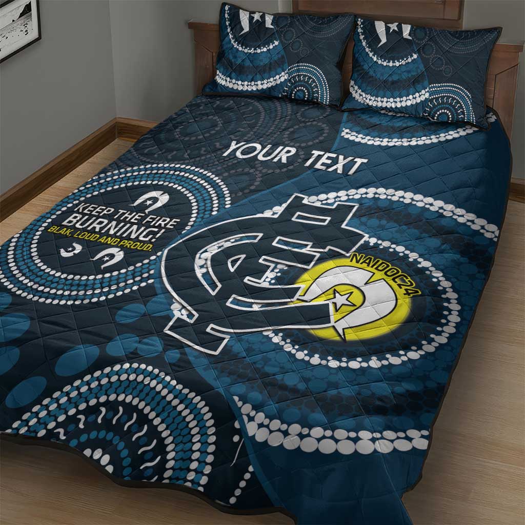 Custom AFL Carlton NAIDOC Week Quilt Bed Set Keep The Fire Burning Indigenous Art