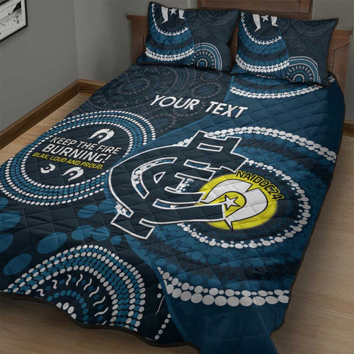 Custom AFL Carlton NAIDOC Week Quilt Bed Set Keep The Fire Burning Indigenous Art