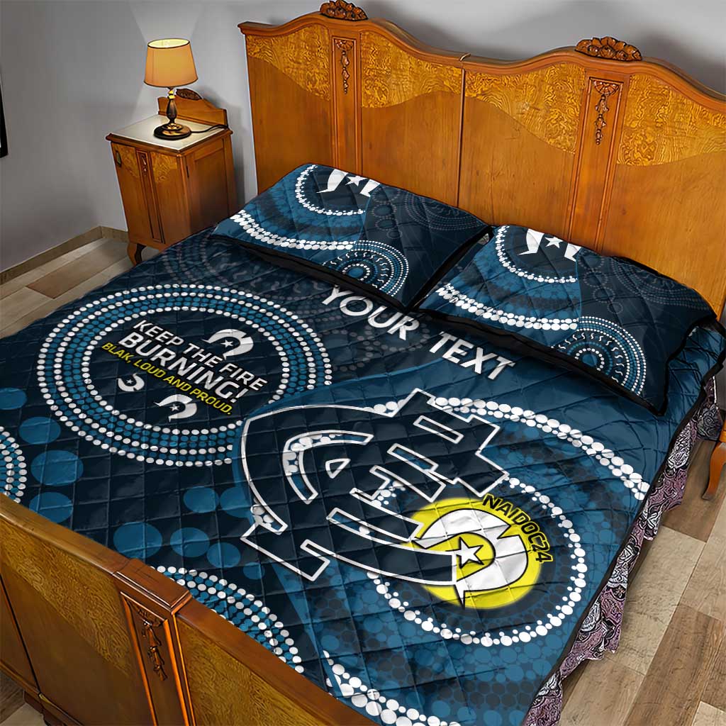 Custom AFL Carlton NAIDOC Week Quilt Bed Set Keep The Fire Burning Indigenous Art