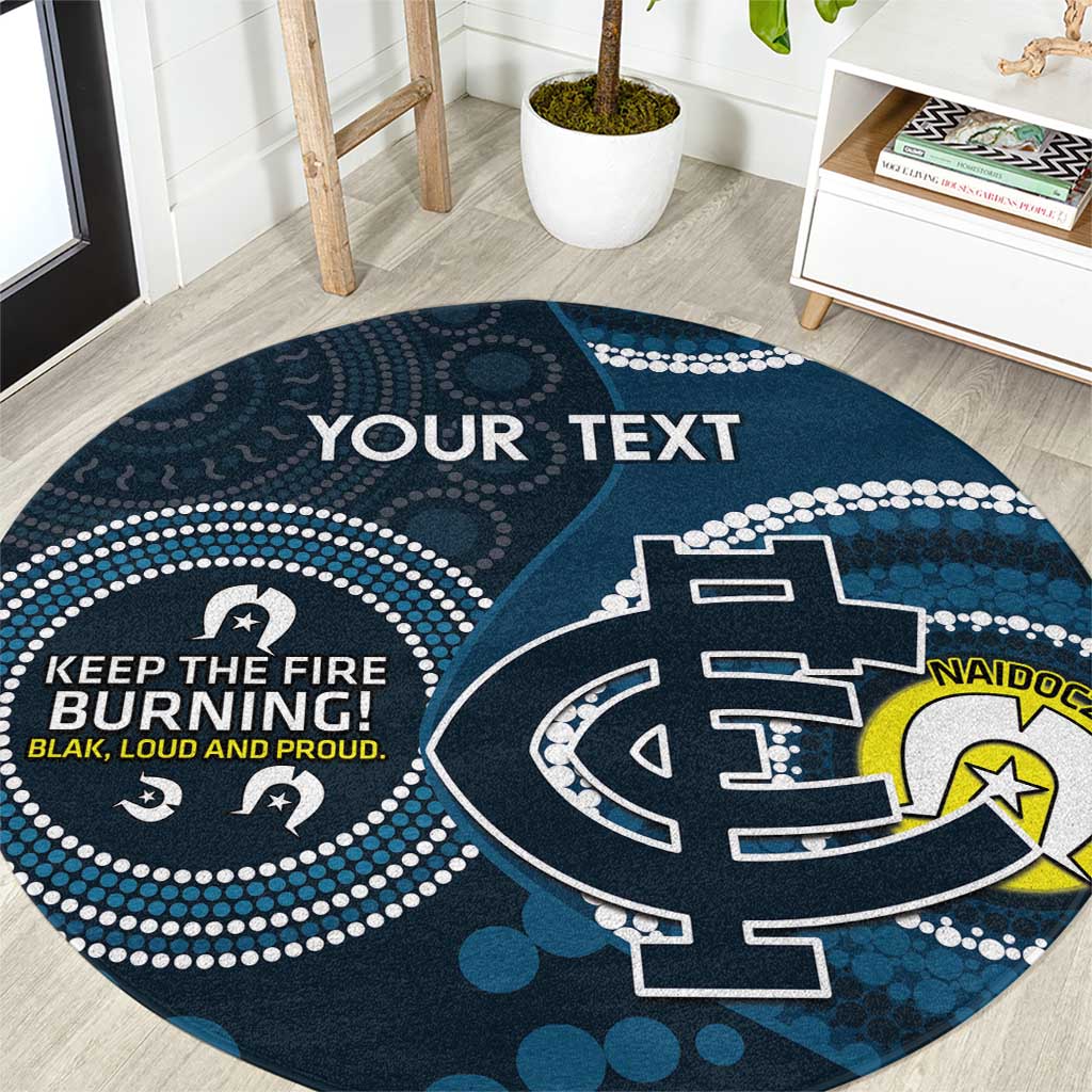 Custom AFL Carlton NAIDOC Week Round Carpet Keep The Fire Burning Indigenous Art