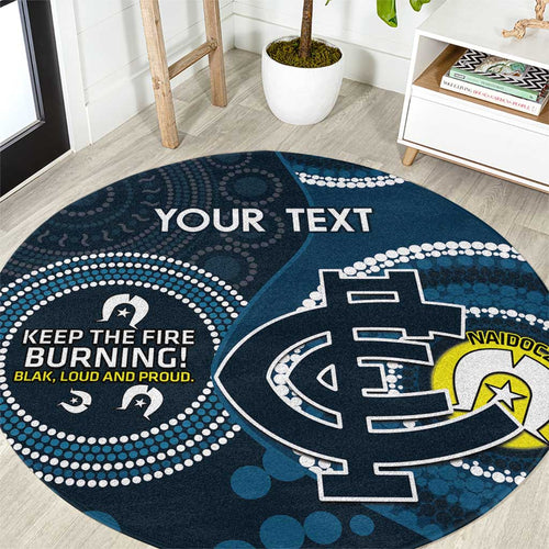 Custom AFL Carlton NAIDOC Week Round Carpet Keep The Fire Burning Indigenous Art