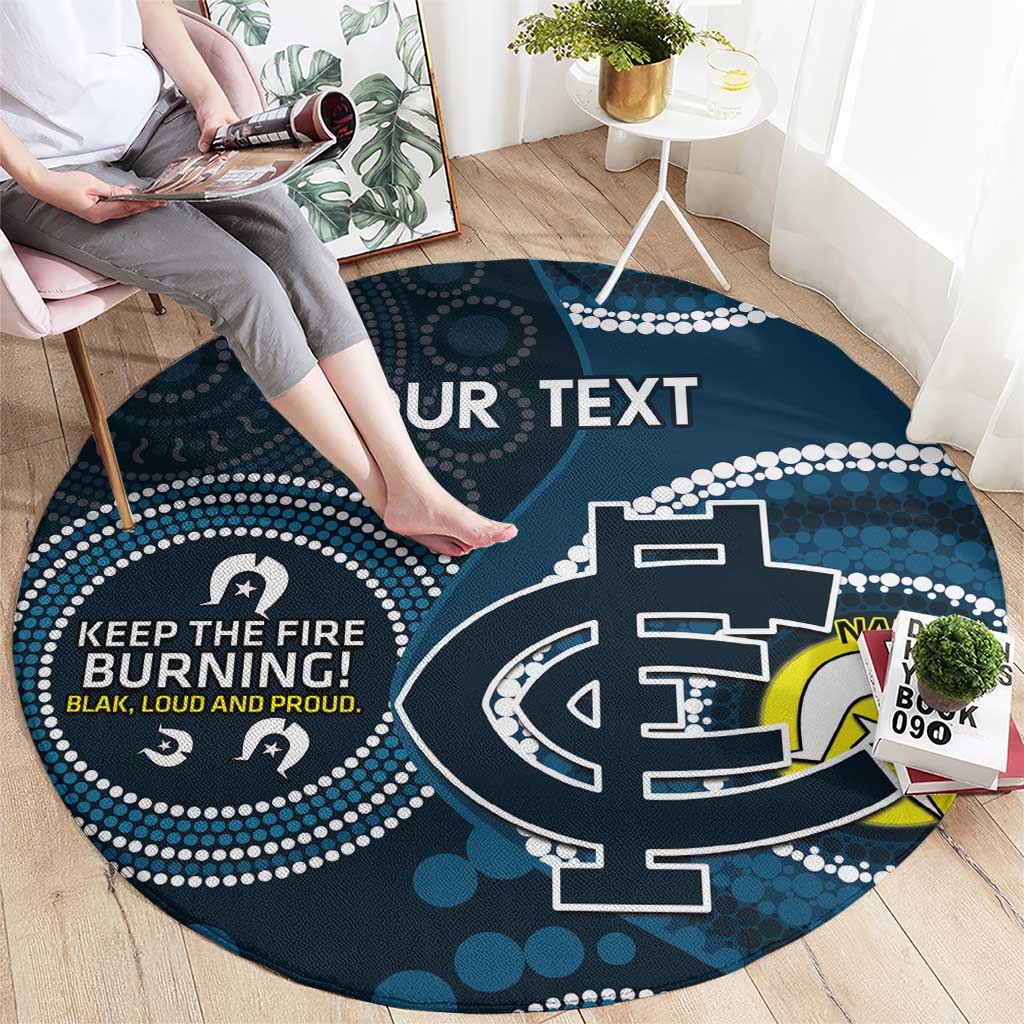 Custom AFL Carlton NAIDOC Week Round Carpet Keep The Fire Burning Indigenous Art