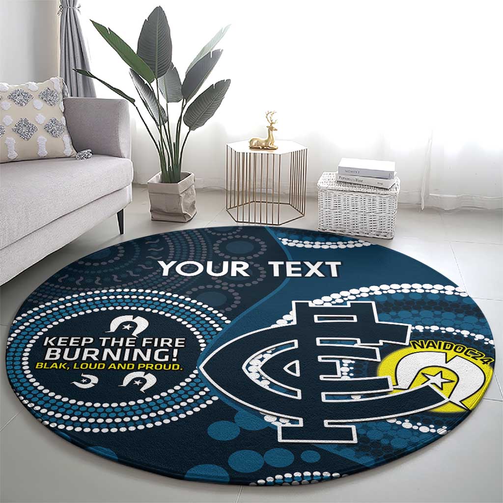 Custom AFL Carlton NAIDOC Week Round Carpet Keep The Fire Burning Indigenous Art