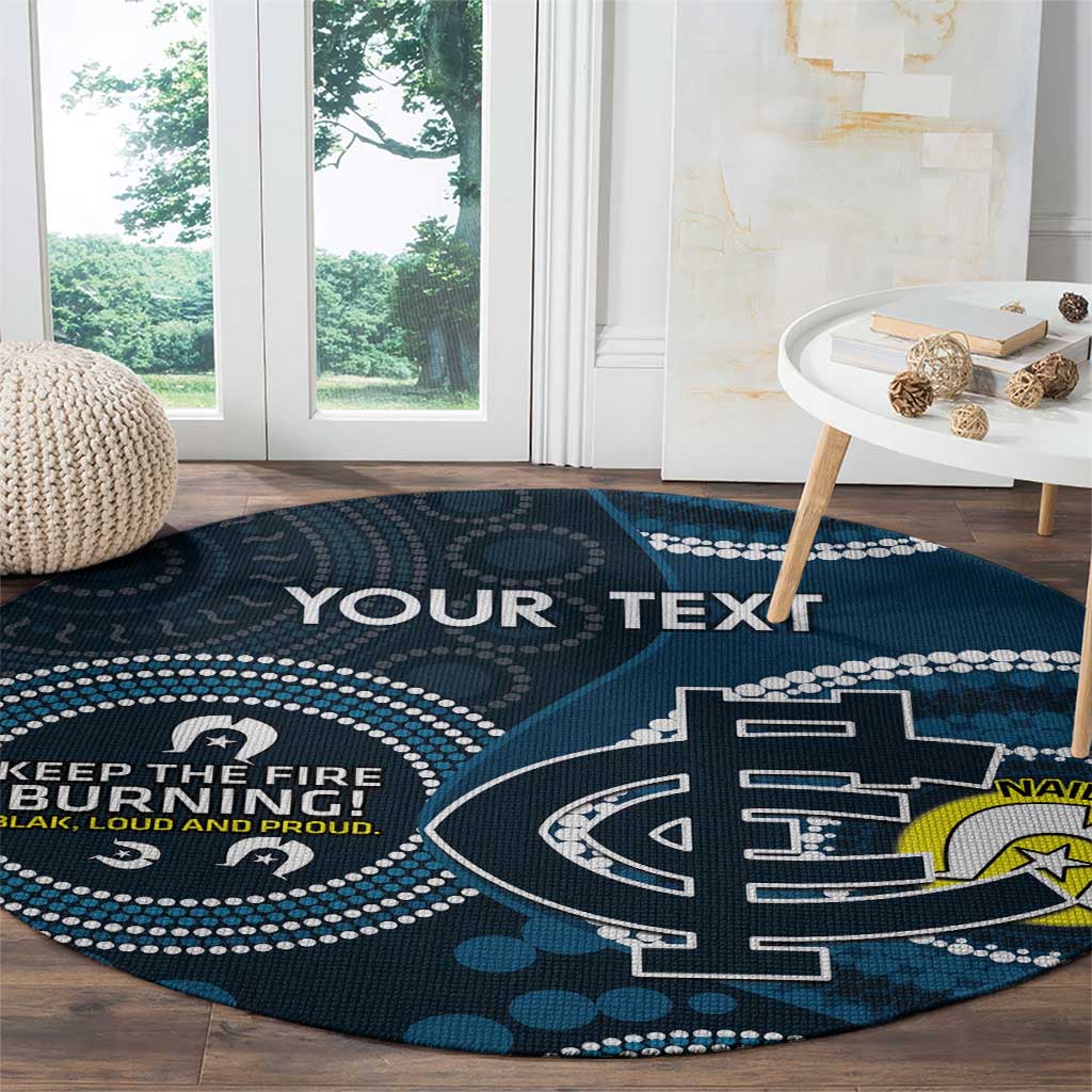 Custom AFL Carlton NAIDOC Week Round Carpet Keep The Fire Burning Indigenous Art