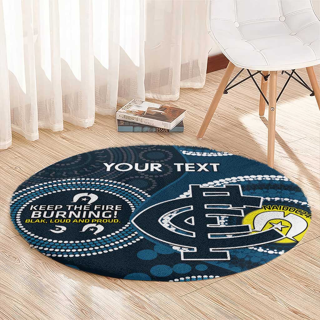 Custom AFL Carlton NAIDOC Week Round Carpet Keep The Fire Burning Indigenous Art