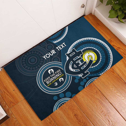 Custom AFL Carlton NAIDOC Week Rubber Doormat Keep The Fire Burning Indigenous Art