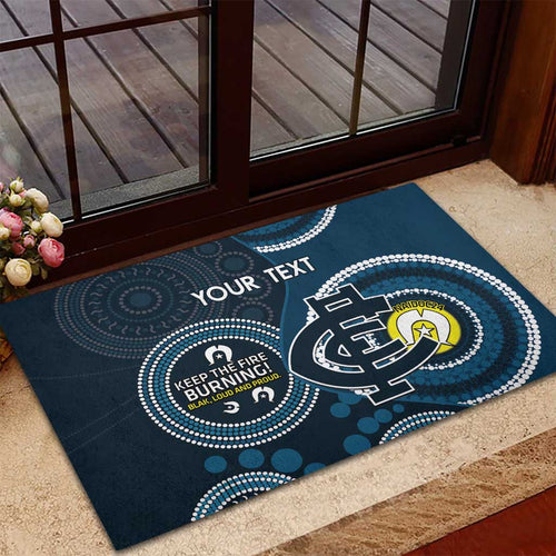Custom AFL Carlton NAIDOC Week Rubber Doormat Keep The Fire Burning Indigenous Art