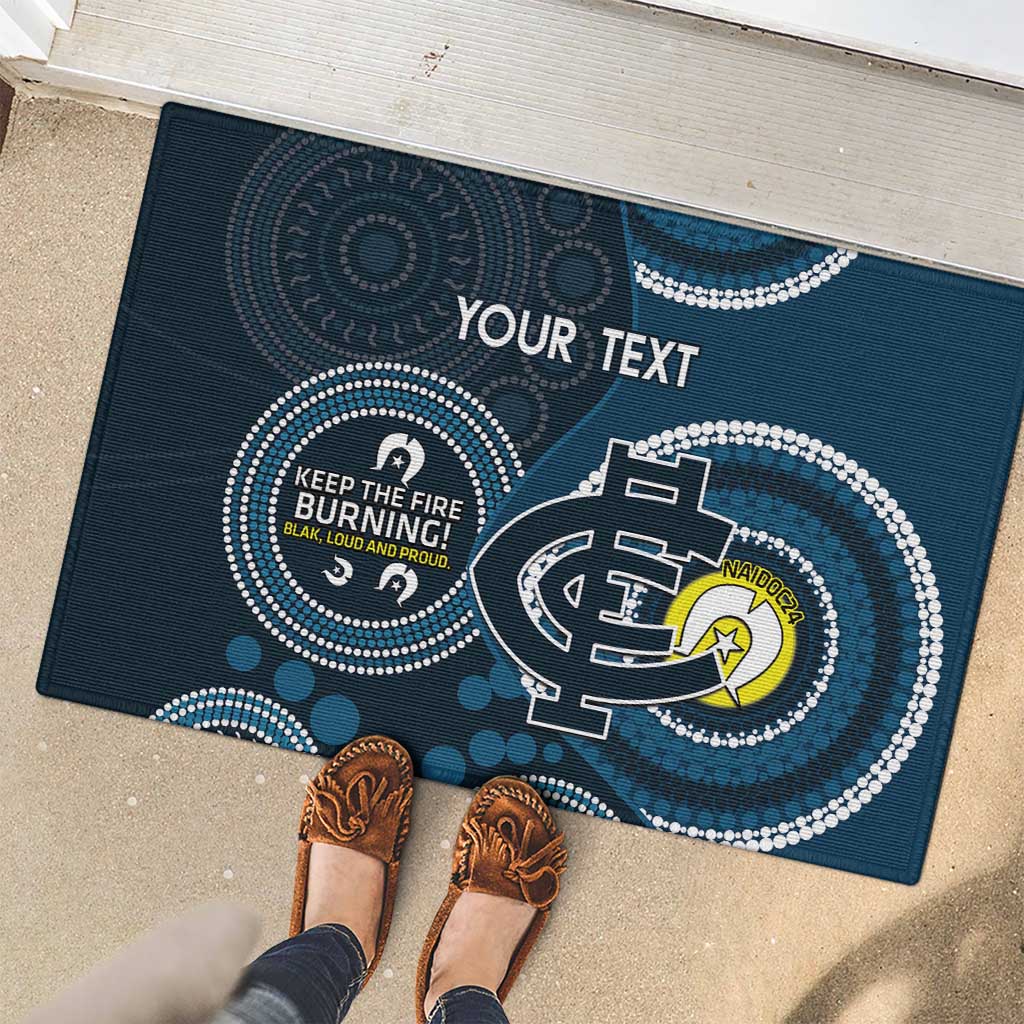 Custom AFL Carlton NAIDOC Week Rubber Doormat Keep The Fire Burning Indigenous Art