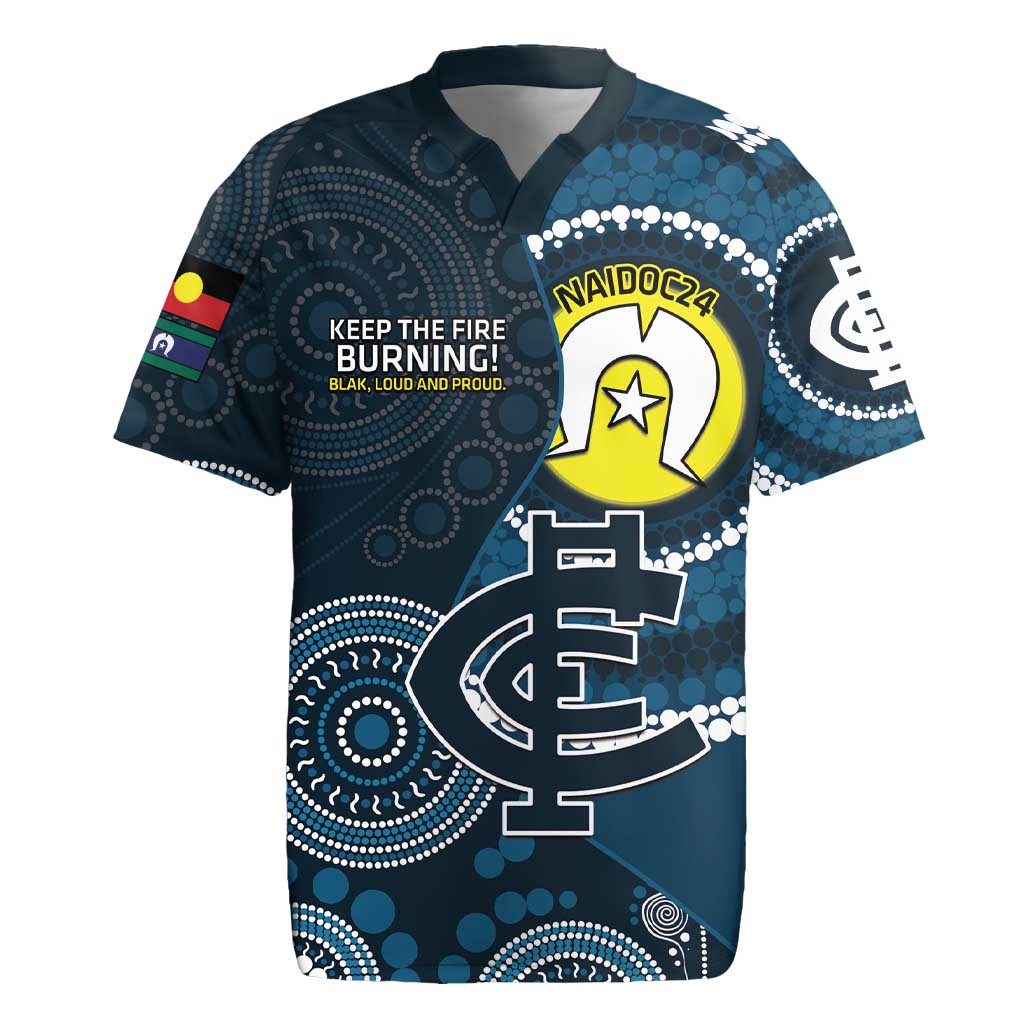 Custom AFL Carlton NAIDOC Week Rugby Jersey Keep The Fire Burning Indigenous Art