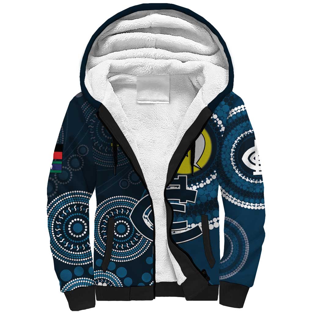 Custom AFL Carlton NAIDOC Week Sherpa Hoodie Keep The Fire Burning Indigenous Art