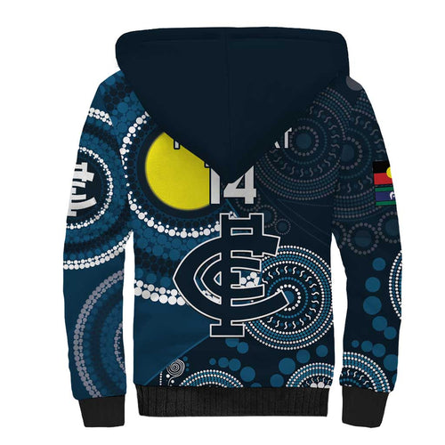 Custom AFL Carlton NAIDOC Week Sherpa Hoodie Keep The Fire Burning Indigenous Art