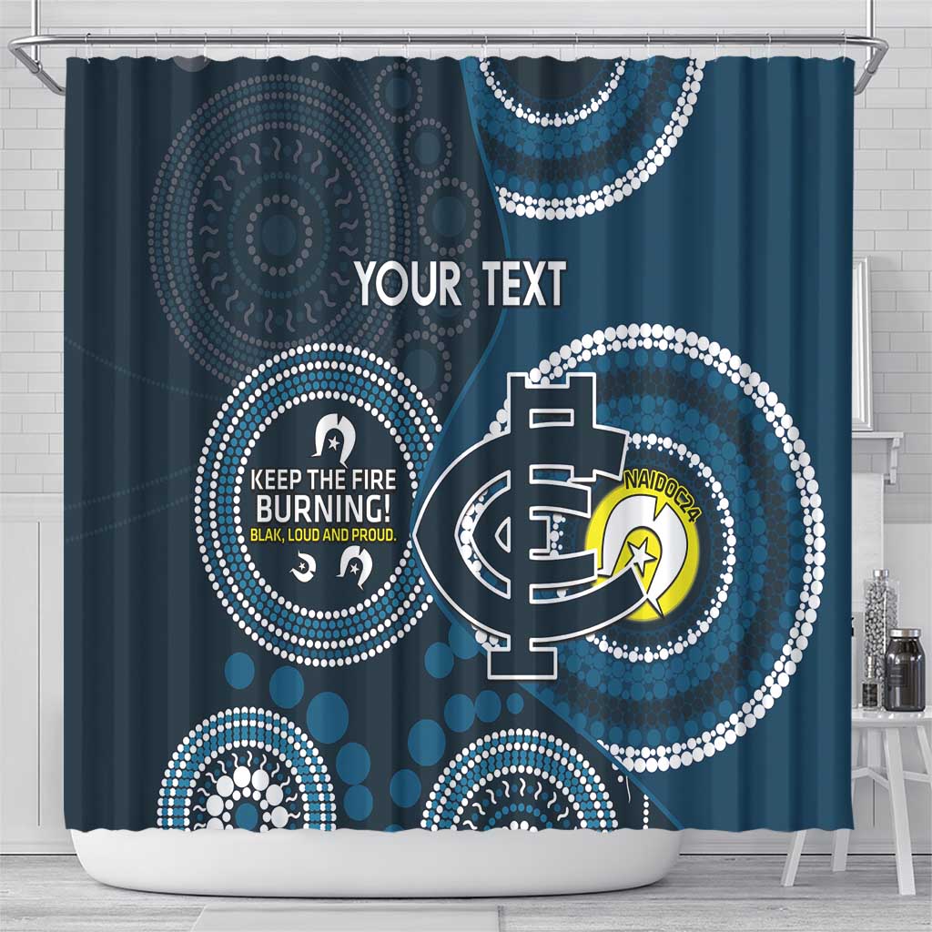 Custom AFL Carlton NAIDOC Week Shower Curtain Keep The Fire Burning Indigenous Art