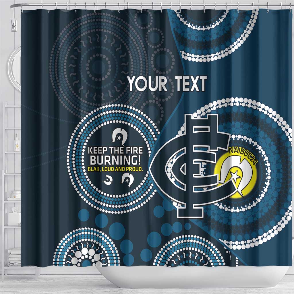 Custom AFL Carlton NAIDOC Week Shower Curtain Keep The Fire Burning Indigenous Art