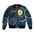 Custom AFL Carlton NAIDOC Week Sleeve Zip Bomber Jacket Keep The Fire Burning Indigenous Art