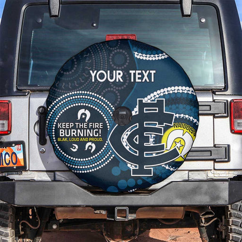 Custom AFL Carlton NAIDOC Week Spare Tire Cover Keep The Fire Burning Indigenous Art