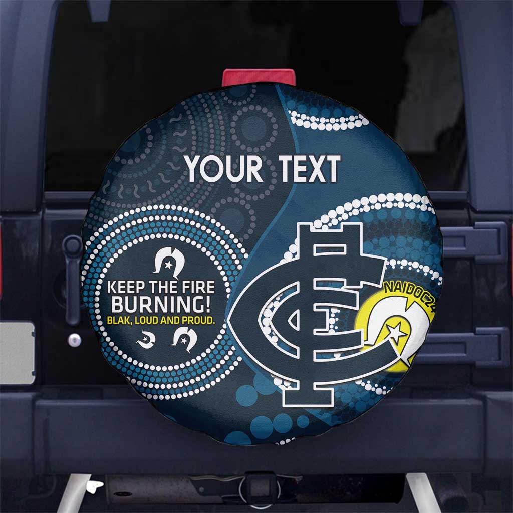 Custom AFL Carlton NAIDOC Week Spare Tire Cover Keep The Fire Burning Indigenous Art