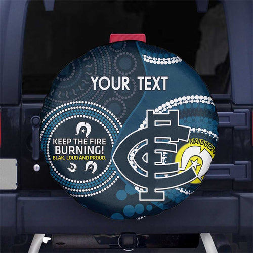 Custom AFL Carlton NAIDOC Week Spare Tire Cover Keep The Fire Burning Indigenous Art