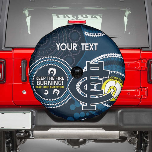 Custom AFL Carlton NAIDOC Week Spare Tire Cover Keep The Fire Burning Indigenous Art