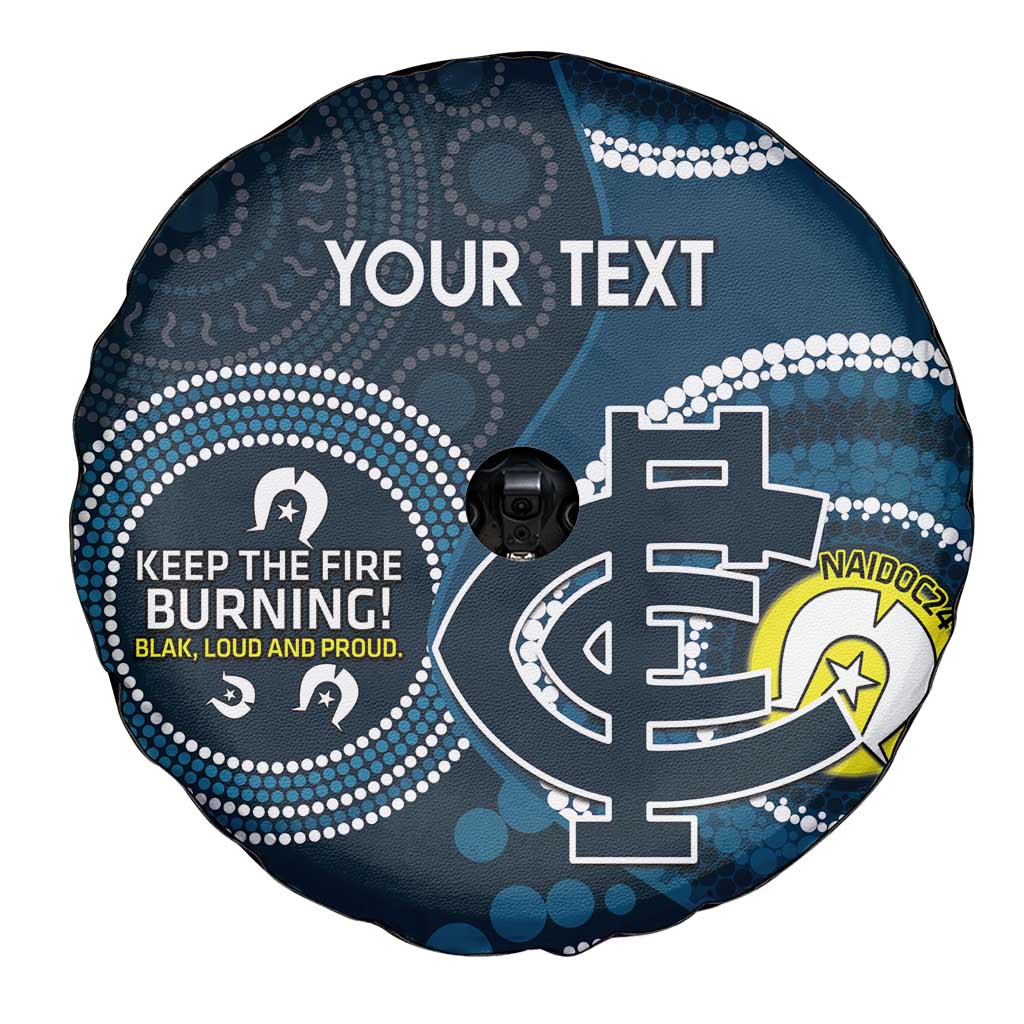 Custom AFL Carlton NAIDOC Week Spare Tire Cover Keep The Fire Burning Indigenous Art