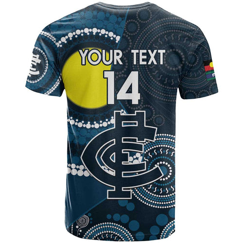 Custom AFL Carlton NAIDOC Week T Shirt Keep The Fire Burning Indigenous Art