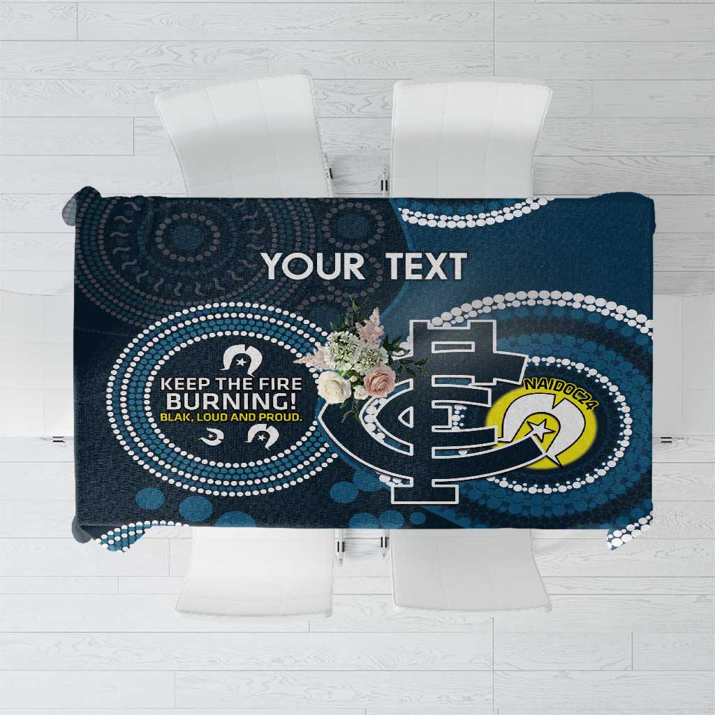 Custom AFL Carlton NAIDOC Week Tablecloth Keep The Fire Burning Indigenous Art