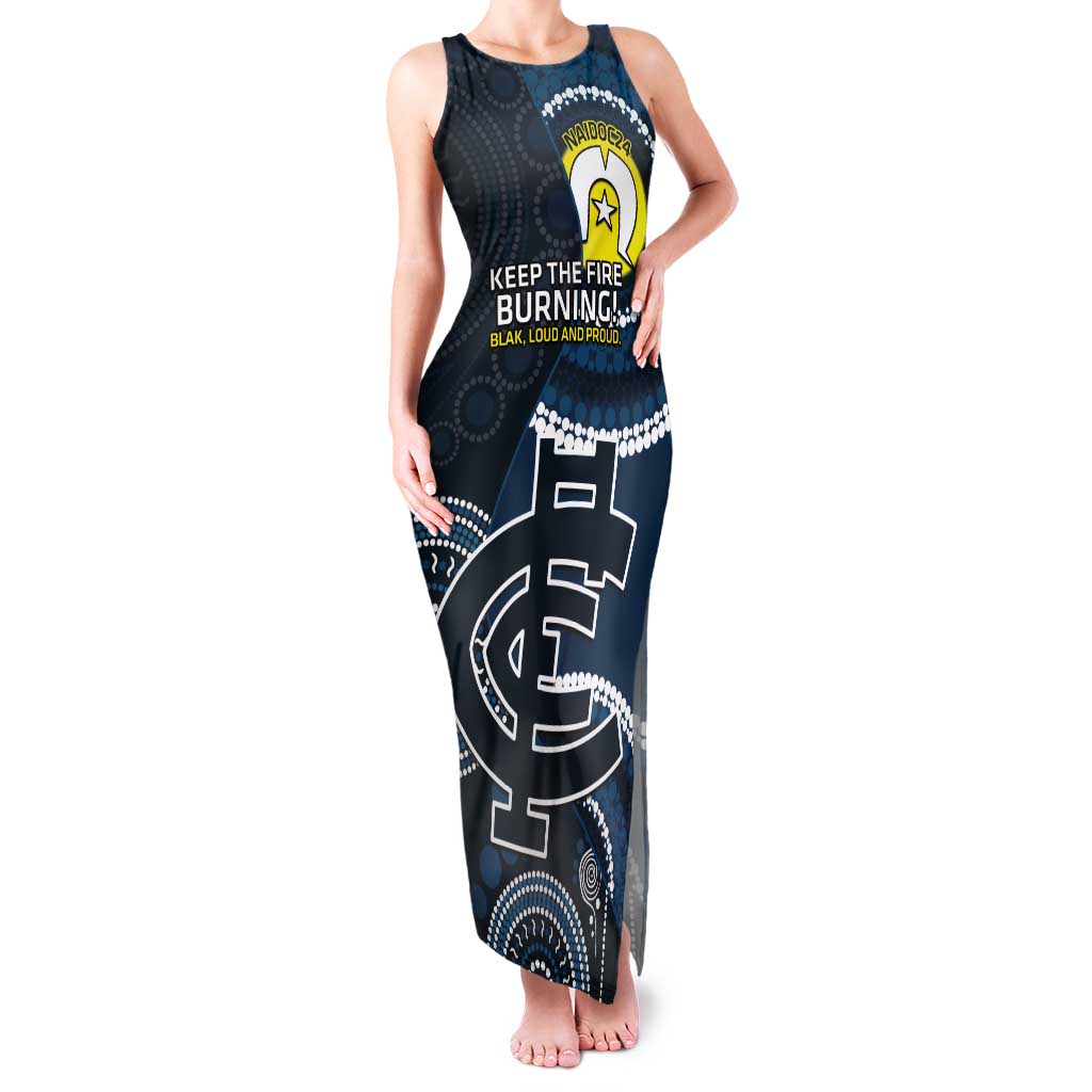 Custom AFL Carlton NAIDOC Week Tank Maxi Dress Keep The Fire Burning Indigenous Art