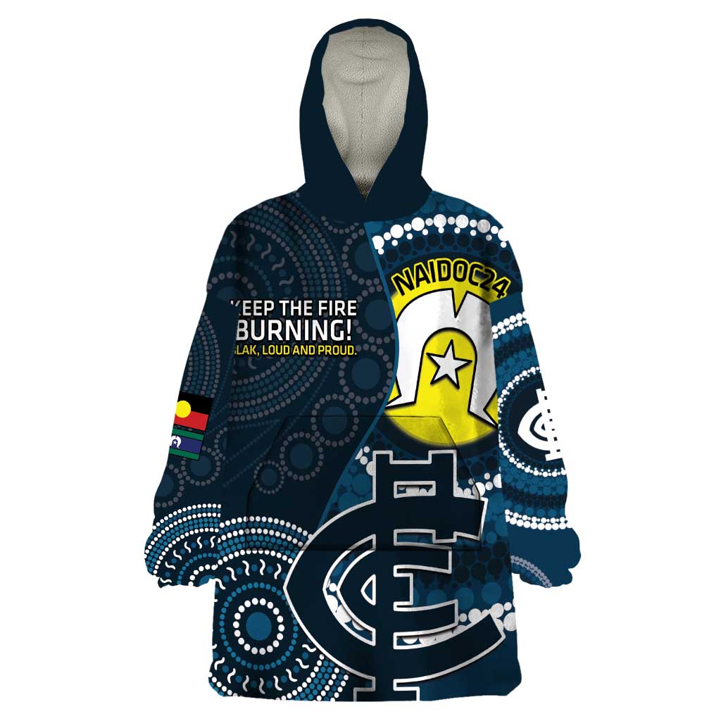 Custom AFL Carlton NAIDOC Week Wearable Blanket Hoodie Keep The Fire Burning Indigenous Art