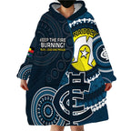 Custom AFL Carlton NAIDOC Week Wearable Blanket Hoodie Keep The Fire Burning Indigenous Art