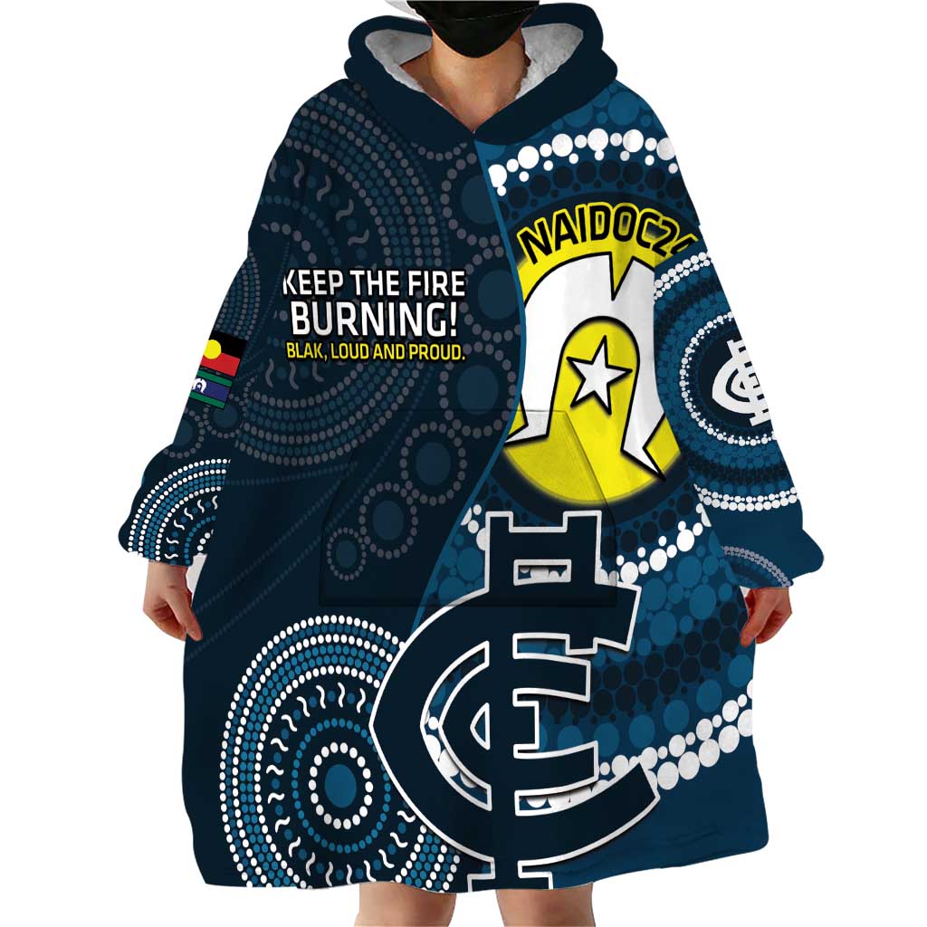 Custom AFL Carlton NAIDOC Week Wearable Blanket Hoodie Keep The Fire Burning Indigenous Art