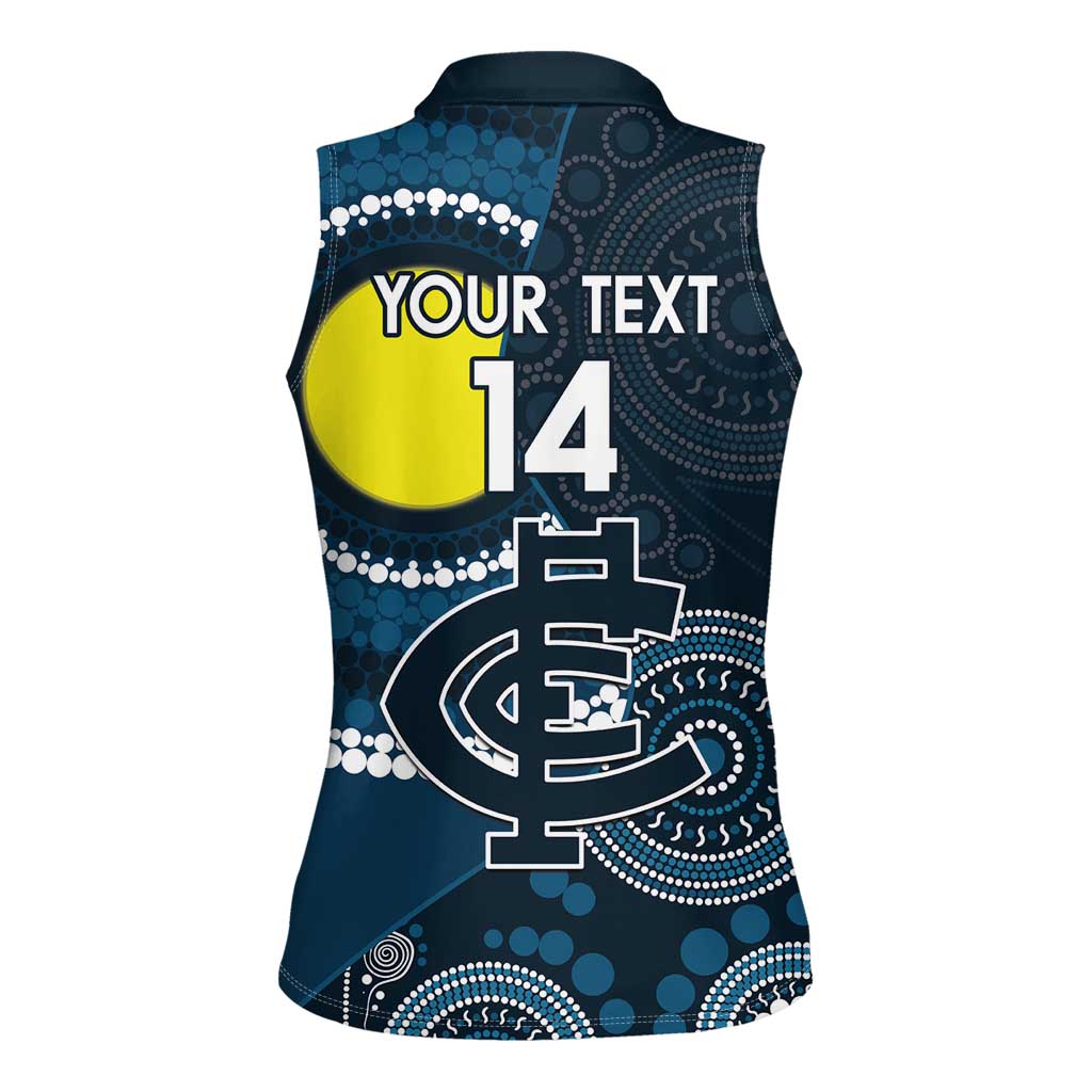 Custom AFL Carlton NAIDOC Week Women Sleeveless Polo Shirt Keep The Fire Burning Indigenous Art