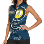 Custom AFL Carlton NAIDOC Week Women Sleeveless Polo Shirt Keep The Fire Burning Indigenous Art