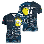 Custom AFL Carlton NAIDOC Week Women V-Neck T-Shirt Keep The Fire Burning Indigenous Art
