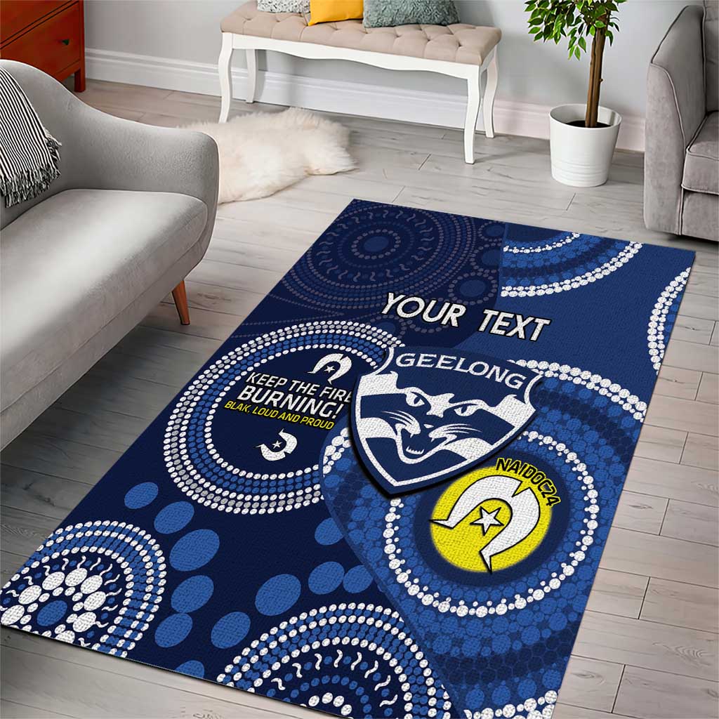 Custom AFL Geelong NAIDOC Week Area Rug Keep The Fire Burning Indigenous Art