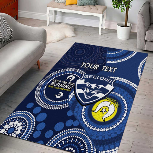 Custom AFL Geelong NAIDOC Week Area Rug Keep The Fire Burning Indigenous Art