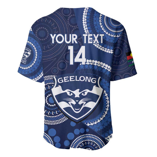 Custom AFL Geelong NAIDOC Week Baseball Jersey Keep The Fire Burning Indigenous Art