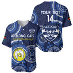 Custom AFL Geelong NAIDOC Week Baseball Jersey Keep The Fire Burning Indigenous Art