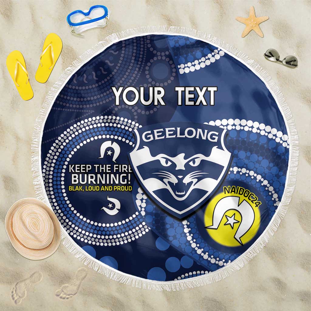 Custom AFL Geelong NAIDOC Week Beach Blanket Keep The Fire Burning Indigenous Art