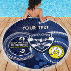 Custom AFL Geelong NAIDOC Week Beach Blanket Keep The Fire Burning Indigenous Art