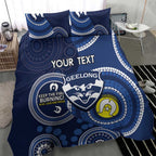 Custom AFL Geelong NAIDOC Week Bedding Set Keep The Fire Burning Indigenous Art