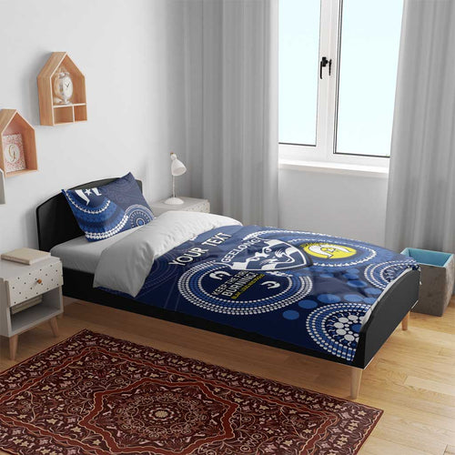 Custom AFL Geelong NAIDOC Week Bedding Set Keep The Fire Burning Indigenous Art