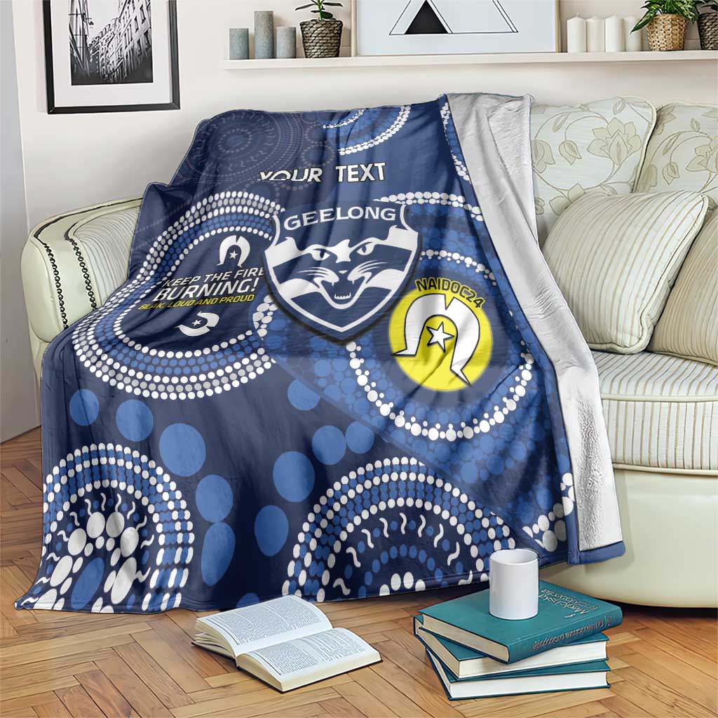 Custom AFL Geelong NAIDOC Week Blanket Keep The Fire Burning Indigenous Art