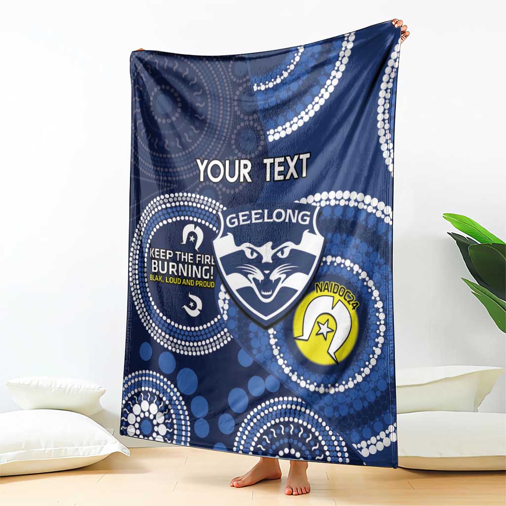 Custom AFL Geelong NAIDOC Week Blanket Keep The Fire Burning Indigenous Art