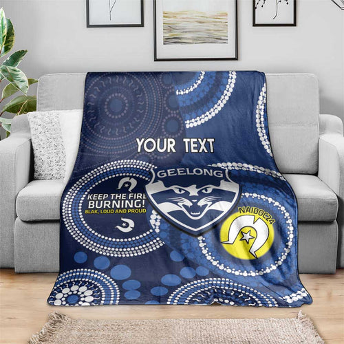 Custom AFL Geelong NAIDOC Week Blanket Keep The Fire Burning Indigenous Art