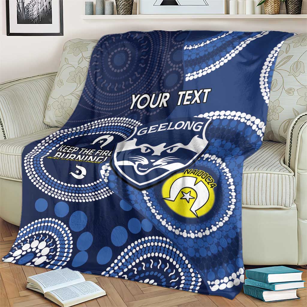 Custom AFL Geelong NAIDOC Week Blanket Keep The Fire Burning Indigenous Art