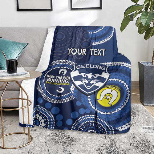 Custom AFL Geelong NAIDOC Week Blanket Keep The Fire Burning Indigenous Art