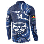 Custom AFL Geelong NAIDOC Week Button Sweatshirt Keep The Fire Burning Indigenous Art