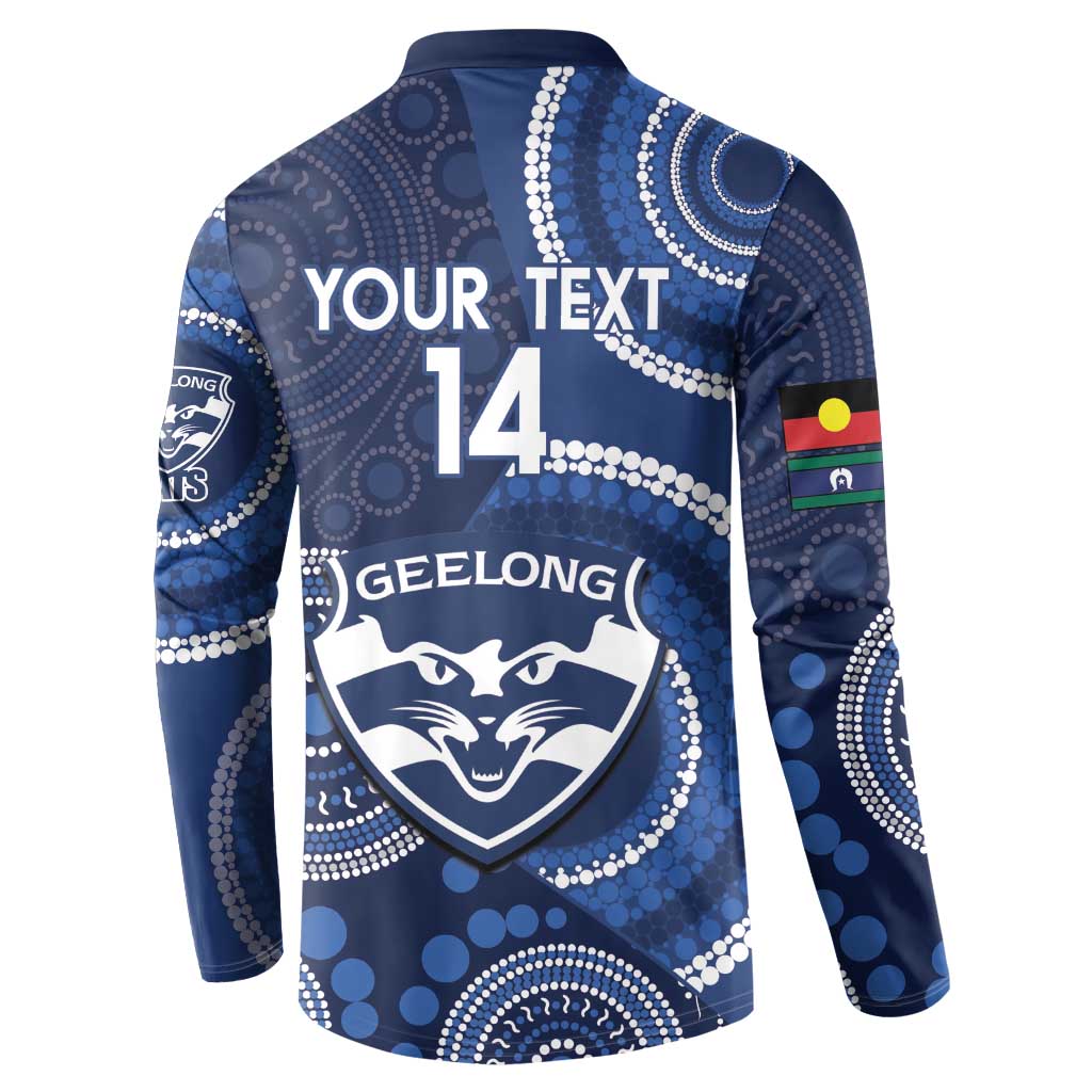 Custom AFL Geelong NAIDOC Week Button Sweatshirt Keep The Fire Burning Indigenous Art