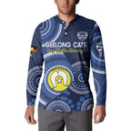 Custom AFL Geelong NAIDOC Week Button Sweatshirt Keep The Fire Burning Indigenous Art